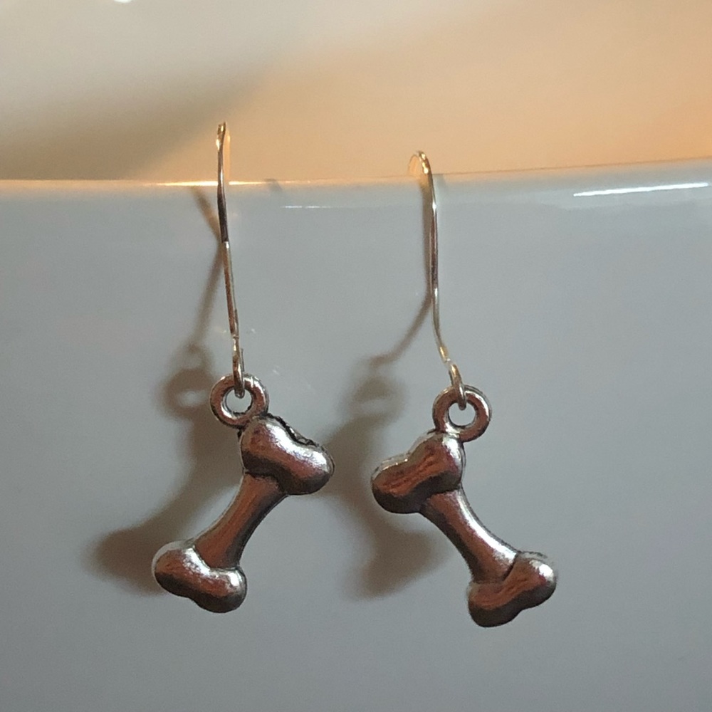 Handmade dog bone earrings